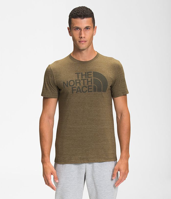 The North Face T-Shirts Short Sleeve Half Dome Tri-Blend Olive - Mens - Thailand NUGLS-3768